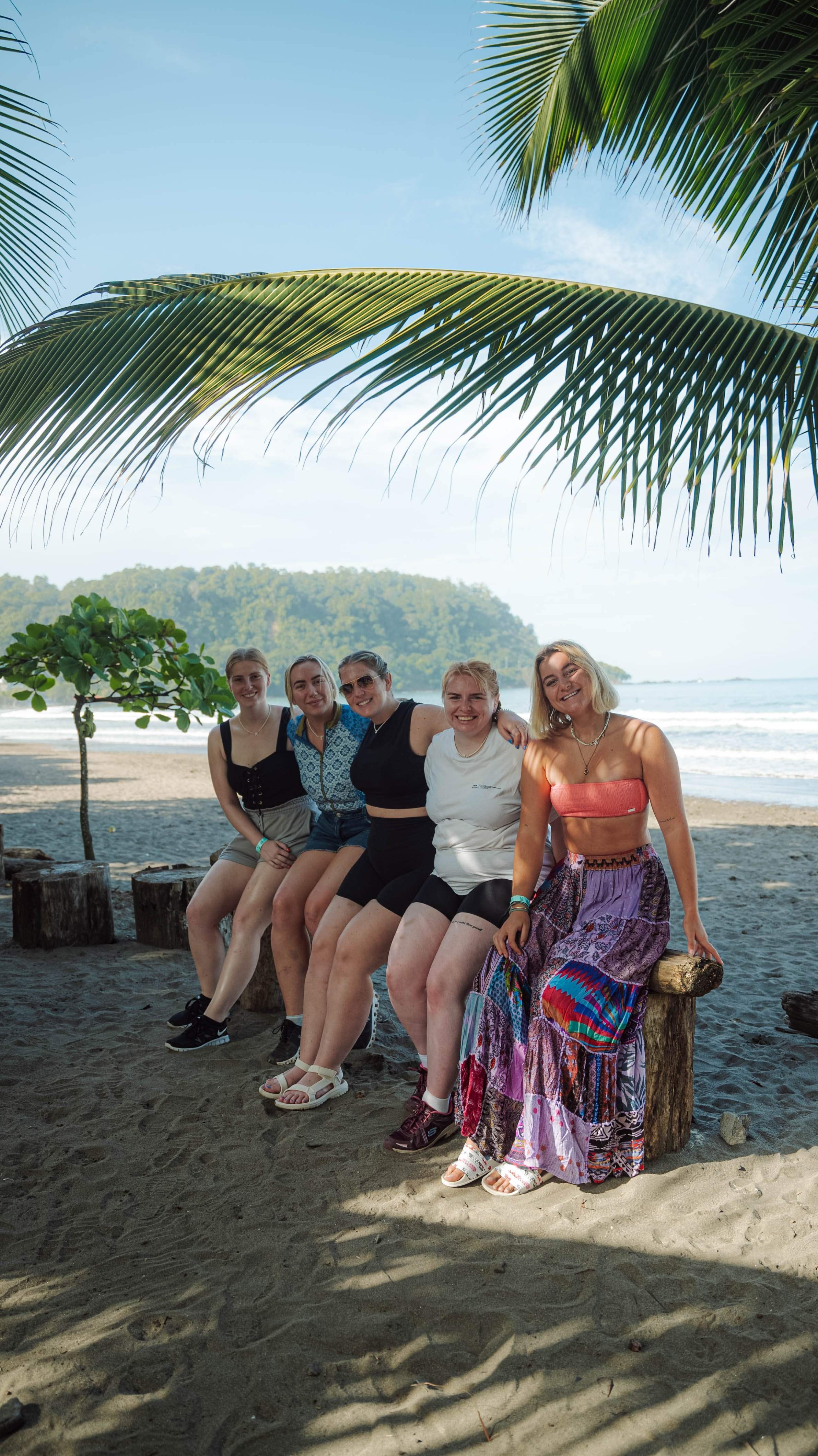 Group trip on the beach in Costa Rica.