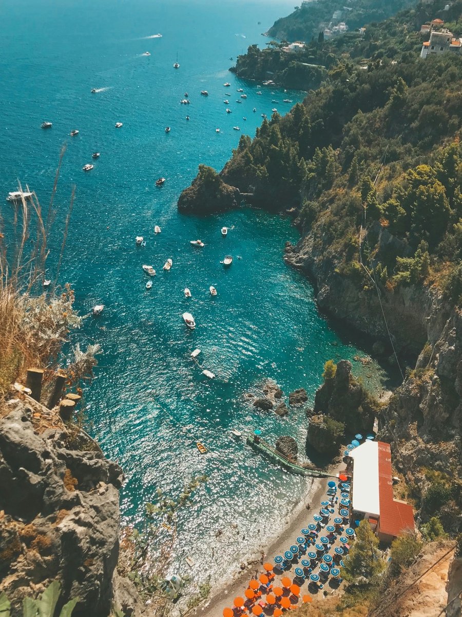 Arial view of the Amalfi Coast in Southern Italy.