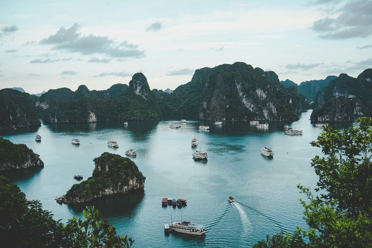 View of water and islands in Vietnam.